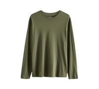 NEXT Hombres Camiseta con Cuello Redondo y Manga Larga Verde Caqui XL