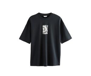 NEXT Hombres Camiseta con Estampado de gráfico de Surf al Estilo japonés Negro L