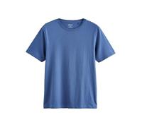 Next Hombres Camiseta de algodón básica de Cuello Redondo y Corte Ajustado Azul L