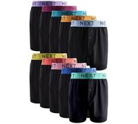NEXT Hombres Pack de 10 bóxers Holgados Cintura Negro Brillante M