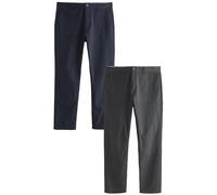 NEXT Hombres Pack de 2 Pantalones Chinos elásticos de Corte Slim Azul Marino/Gris Carbón W: 42 / L: 31