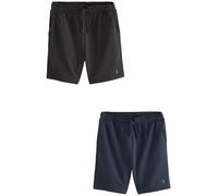 Next Hombres Pack de 2 Pantalones Cortos Deportivos de Punto 100% algodón Ligero Negro/Azul Marino S