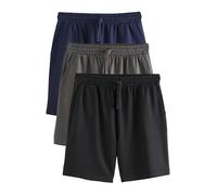 NEXT Hombres Pack de 3 Pantalones Cortos de Tejido de Rizo de Tacto Suave Azul Marino/Gris/Negro S