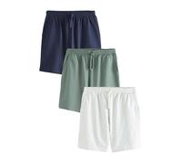 NEXT Hombres Pack de 3 Pantalones Cortos de Tejido de Rizo de Tacto Suave Azul Marino/Verde/Gris Hielo M