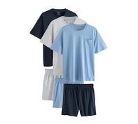 NEXT Hombres Pack de 3 Pijamas de pantalón Corto de Punto Navy Blue/Grey/Blue L