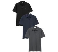 Next Hombres Pack de 3 Polos de Punto de Manga Corta y Corte estándar Azul/Gris/Negro 3XL