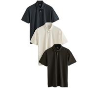 Next Hombres Pack de 3 Polos de Punto de Manga Corta y Corte estándar Blanco/Azul Marino/Negro Dorado Geos XXL