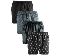 NEXT Hombres Pack de 4 bóxers Tejidos de algodón Puro Raya Negra XL