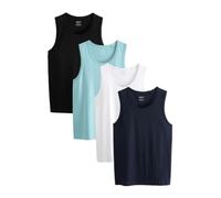 NEXT Hombres Pack de 4 camisetas sin mangas de algodón | Estándar, hecho de algodón puro, lavable a máquina