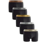 NEXT Hombres Pack de 5 bóxers Ricos en algodón con Costura Delantera Black Mixed Metallic Waistband XL