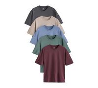 NEXT Hombres Pack de 5 Camisetas básicas de Corte Holgado en algodón Azul/Verde/Púrpura/Neutro 4XL