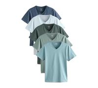 NEXT Hombres Pack de 5 Camisetas Interiores de Corte Slim con Cuello de Pico 100% algodón Azul XL