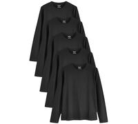 NEXT Hombres Pack de 5 Camisetas Interiores de Manga Larga 100% algodón Negro L