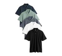 NEXT Hombres Pack de 5 Polos de Punto de Manga Corta y Corte estándar Navy/Sage Green/Grey/White/Black XL