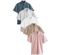 NEXT Hombres Pack de 5 Polos de Punto de Manga Corta y Corte estándar White/Blue/Neutral/Pink/Grey M
