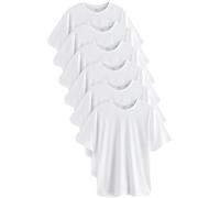 NEXT Hombres Pack de 6 Camisetas básicas de Corte estándar y Cuello Redondo Blanco M