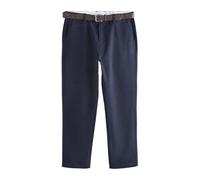 NEXT Hombres Pantalones Chinos Rectos de Tacto Suave con cinturón Azul Marino W: 44 / L: 31
