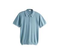 NEXT Hombres Polo de Punto N. Premium de Manga Corta con Media Cremallera, Ribetes en Contraste y Corte Slim Azul Claro M