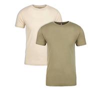 Next Level Camiseta 3600 Premium ajustada de manga corta para hombre, 1 crema + 1 oliva claro, XXL
