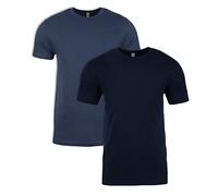 Next Level Camiseta 3600 Premium ajustada de manga corta para hombre Crew - Multicolor - Grande, 1índigo + azul marino medianoche, L