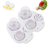 Next Level Egg Slicer, 3 in 1 Egg Slicer for Hard Boiled Eggs - Premium Stainless Steel Cutter with Cleaning Brush | Multi-Function Kitchen Tool for Strawberry, Tomato & Fruits Vegetables (2 PCS)
