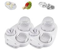 Next Level Egg Slicer, 3 in 1 Egg Slicer for Hard Boiled Eggs, Press-type Kitchen Chopper Tool with Stainless Steel Cutting Wires for Strawberry Mushroom Grape Cherry Tomato (2PCS)