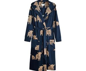 NEXT Mujeres Bata larga cómoda en tejido ligero Navy Hamish The Highland Cow S