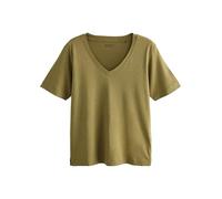 NEXT Mujeres Camiseta Holgada con Cuello en Pico en Modal de algodón Verde Oliva M
