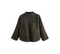 NEXT Mujeres Chaqueta Deportiva de Polar de Borreguito Tipo Peluche Verde Caqui Large