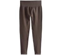 NEXT Mujeres Leggings de Cintura Alta sin Costuras de Punto Acanalado Marrón Chocolate S