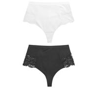 Next Mujeres Pack de 2 Braguitas de algodón Tipo Tanga Moldeadoras y diseño Reductor en el Abdomen Negro/Blanco 38