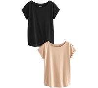 NEXT Mujeres Pack de 2 Camisetas de Manga Japonesa 100% algodón Negro/Neutro 46