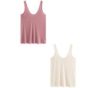NEXT Mujeres Pack de 2 Camisetas de Tirantes holgadas con Cuello Redondo Rosa/Crema 38