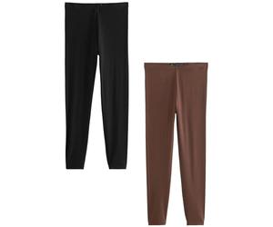 NEXT Mujeres Pack de 2 Leggings Largos Negro/Marrón 40