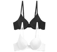 NEXT Mujeres Pack de 2 Sujetadores Invisibles con Relleno Push up y Escote Pronunciado para Copas A-E Negro/Blanco 75