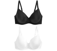 NEXT Mujeres Pack de 2 Sujetadores Invisibles de Copa Completa con Relleno Ligero y Efecto Reductor DD+ Negro/Blanco EU 80G (UK 36F)