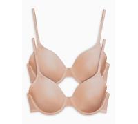 NEXT Mujeres Pack de 2 Sujetadores Invisibles de Copa Completa con Relleno Ligero y Efecto Reductor A-E Praliné Nude 80 C
