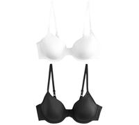 NEXT Mujeres Pack de 2 Sujetadores Invisibles de Copa Completa con Relleno Ligero y Efecto Reductor A-E Negro/Blanco 90 B
