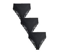 Next Mujeres Pack de 3 Braguitas de Pernera Alta y Talle Alto con Parte Posterior de Encaje cómodas sin Costuras Negro 44