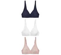 NEXT Mujeres Pack de 3 Sujetadores sin Aros ni Relleno supercómodos en Mezcla de algodón A-E Blanco/Azul Marino/Rosa 75 F