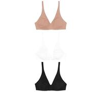 NEXT Mujeres Pack de 3 Sujetadores sin Aros ni Relleno supercómodos en Mezcla de algodón A-E Negro/Blanco/Rosa Pastel Nude 75