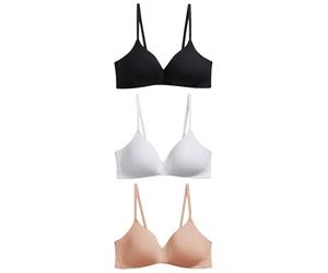 NEXT Mujeres Pack de 3 Sujetadores sin Aros y supercómodos en Mezcla de algodón A-E Negro/Blanco/Rosa Pastel Nude 90 D