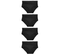 Next Mujeres Pack de 4 Braguitas de Encaje de Talle Medio Negro 46