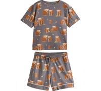 NEXT Mujeres Pack de 4 Pijamas de Manga Corta con Motivo de la Vaca Hamish 100% algodón Charcoal Grey Hamish The Highland Cow S