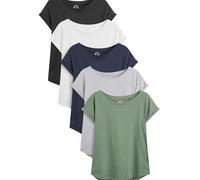 NEXT Mujeres Pack de 5 Camisetas de Manga Japonesa Gris/Blanco/Negro/Azul Marino/Verde Caqui 52