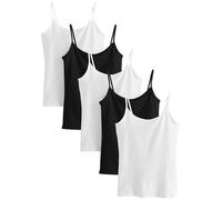 NEXT Mujeres Pack de 5 Camisetas de Tirantes Finos Blanco/Negro S