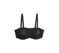 NEXT Mujeres Sujetador Palabra de Honor con Efecto Reductor sin Relleno ni Tirantes en Copa DD+ Negro 90