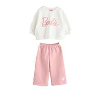 NEXT Niñas Conjunto de sudadera y pantalones de chándal de pernera ancha de Barbie Cream/Pink 3 Años