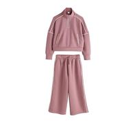 NEXT Niñas Conjunto supersuave de pantalones de chándal de pernera ancha y sudadera con cuello redondo y cremallera Rust Pink 11 Años
