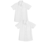 NEXT Niñas Pack de 2 Camisas Escolares con Cuello Redondeado y Manga Corta Blanco 10 Años